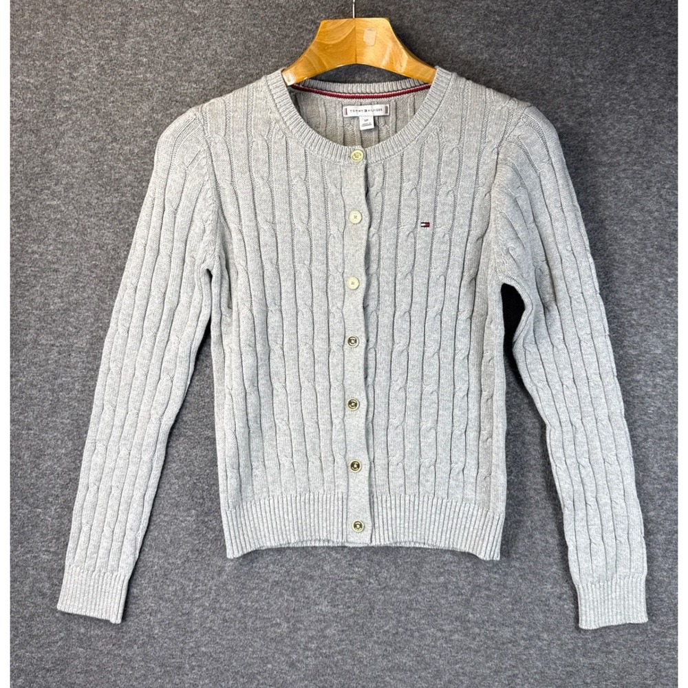 Tommy Hilfiger Cable Knit Button Front Cardigan Sweater Women Size S Office Prep